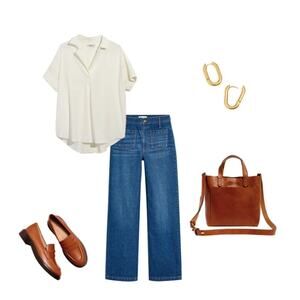 MADEWELL Courier Button-Back Shirt White S